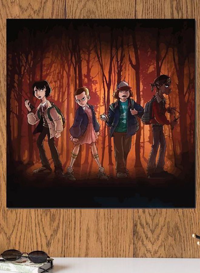 Atiq - Stranger Things Printed Wall Art Brown/Black/Green 30x30cm - Image 1