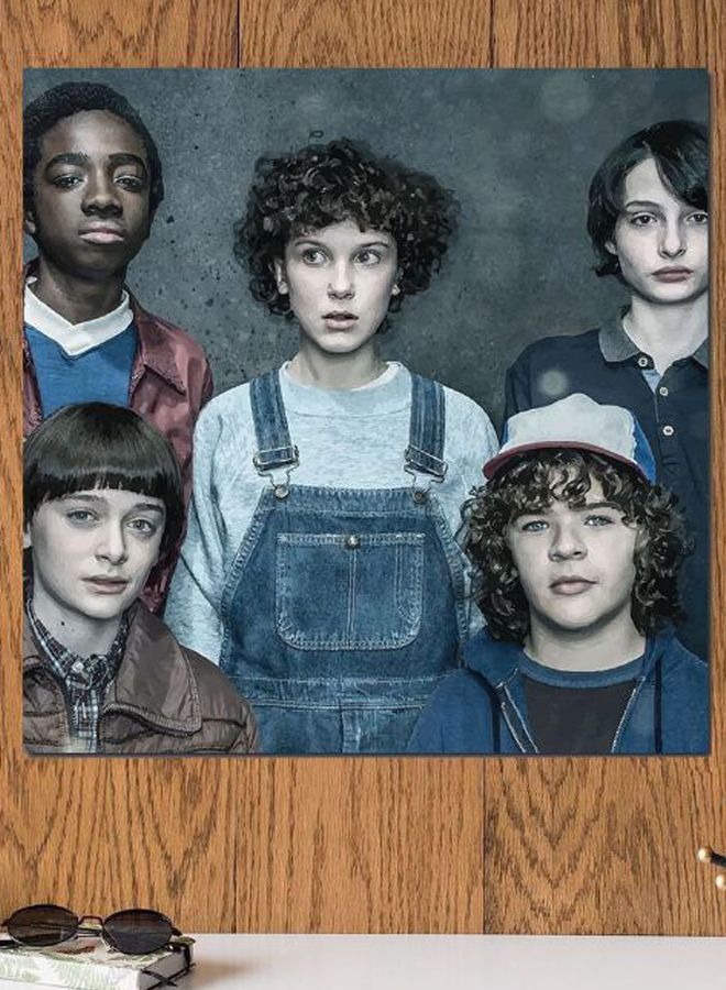 Atiq - Stranger Things Printed Wall Art Blue/Brown/Black 30x30cm - Image 1