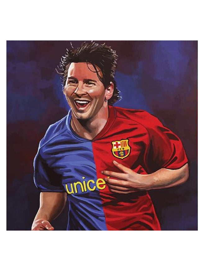 Messi Themed Decorative Wall Art Blue/Red/Black 30x30cm