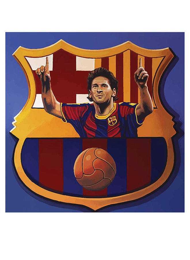 Atiq Messi Themed Decorative Wall Art Blue/Red/Black 30x30cm - Image 1