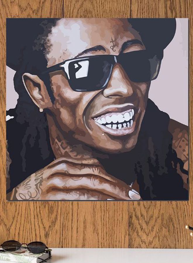 Atiq Lil Wayne Printed Wall Art Brown/Black/White 30x30cm - Image 2