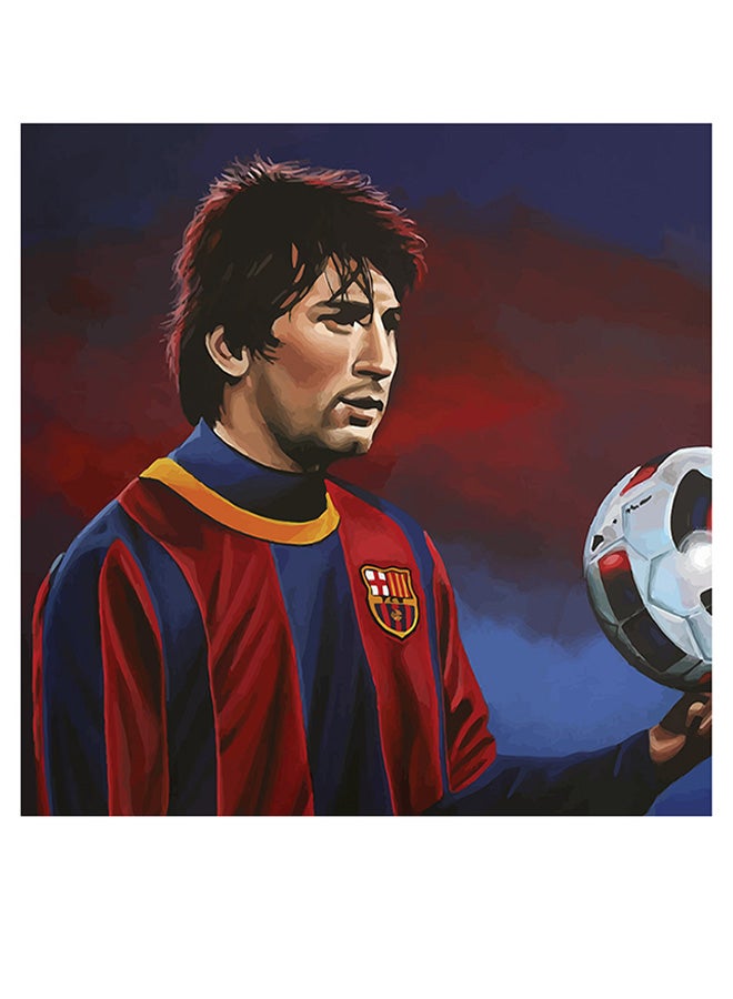 Atiq Messi Themed Decorative Wall Art Blue/Red/Black 30x30cm - Image 1