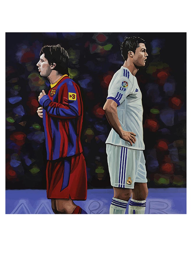 Atiq Messi Themed Decorative Wall Art Blue/Red/Black 30x30cm  - Image 1