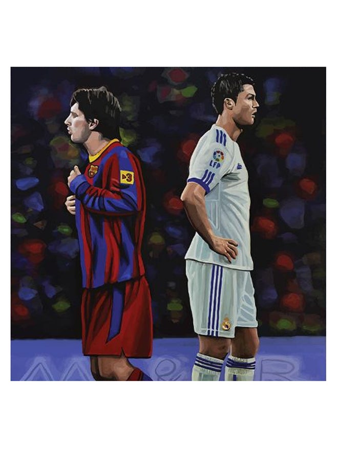 Atiq Messi Themed Decorative Wall Art Blue/Red/Black 30x30cm  - Image 2