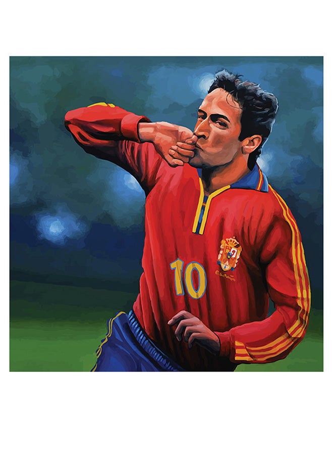 أتيك لوحة فنية للزينة بتصميم للاعب راؤول أزرق/أحمر/أسود 30x30سم - Image 1