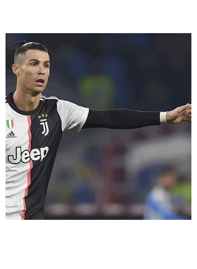 أتيك لوحة فنية للزينة بصورة رونالدو أبيض/أسود/بيج 30x30سم - Image 1