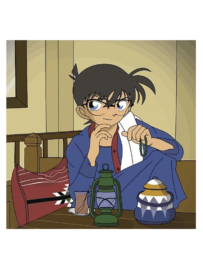 أتيك لوحة فنية للزينة بتصميم كونان أزرق/بيج/رمادي 30x30سم - Image 2