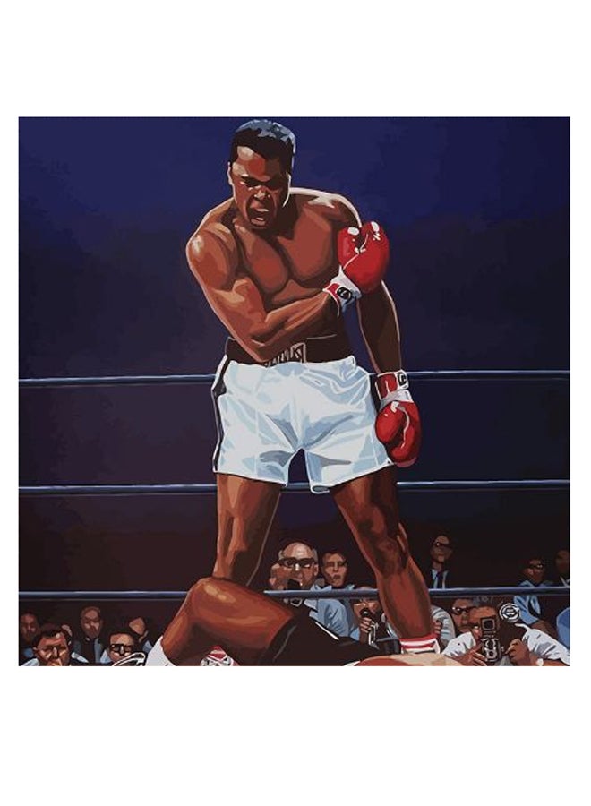 Atiq Boxer Muhammad Ali Themed Decorative Wall Art Blue/Brown/White 30x30cm - Image 2