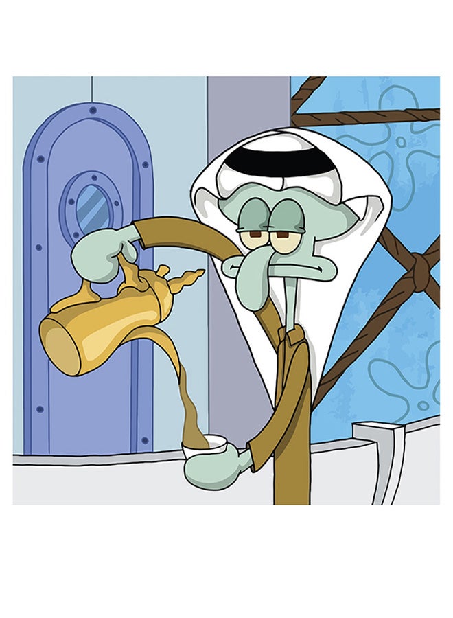 Atiq - Squidward Tentacles Themed Decorative Wall Art Blue/Brown/White 30x30cm - Image 1