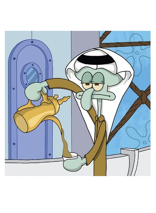 Atiq - Squidward Tentacles Themed Decorative Wall Art Blue/Brown/White 30x30cm - Image 1