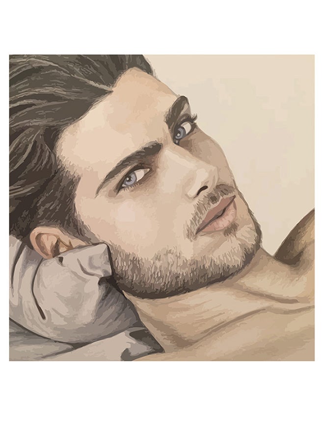 Atiq Handsome Man Themed Wall Art Beige/Grey/Black 30x30cm  - Image 1