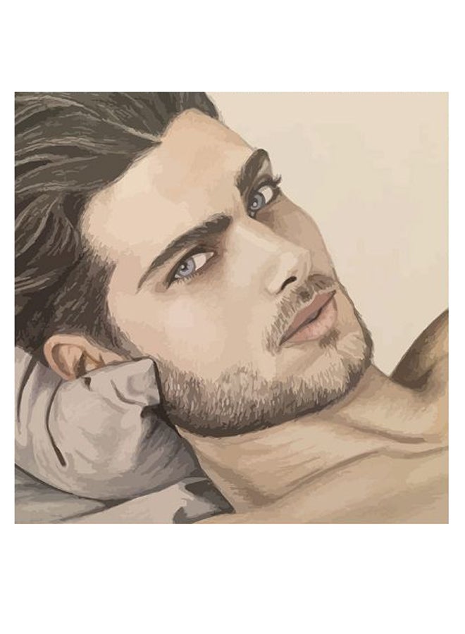 Atiq Handsome Man Themed Wall Art Beige/Grey/Black 30x30cm  - Image 2