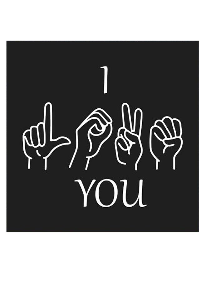 أتيك "لوحة فنية بتصميم عبارة "I Love You" أسود/ أبيض 30x30سم - Image 2