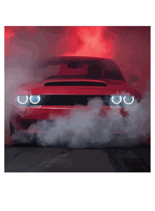 Atiq Dodge Car Themed Wall Art Red/Grey/Black 30x30cm - Image 1