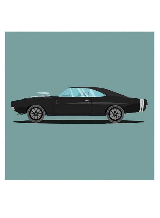 أتيك لوحة فنية لديكور الحائط تمثل سيارة دودج أزرق/أخضر/أسود 30x30سم  - Image 2