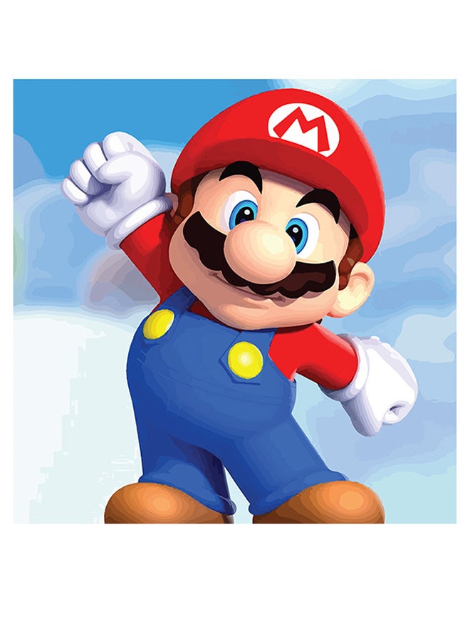 Super Mario Themed Wall Art Blue/Red/Beige 30x30cm