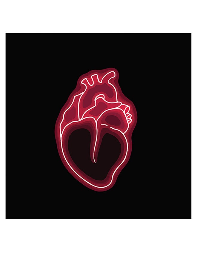 Atiq Heart Themed Wall Art Black/Red/White 30x30cm - Image 1