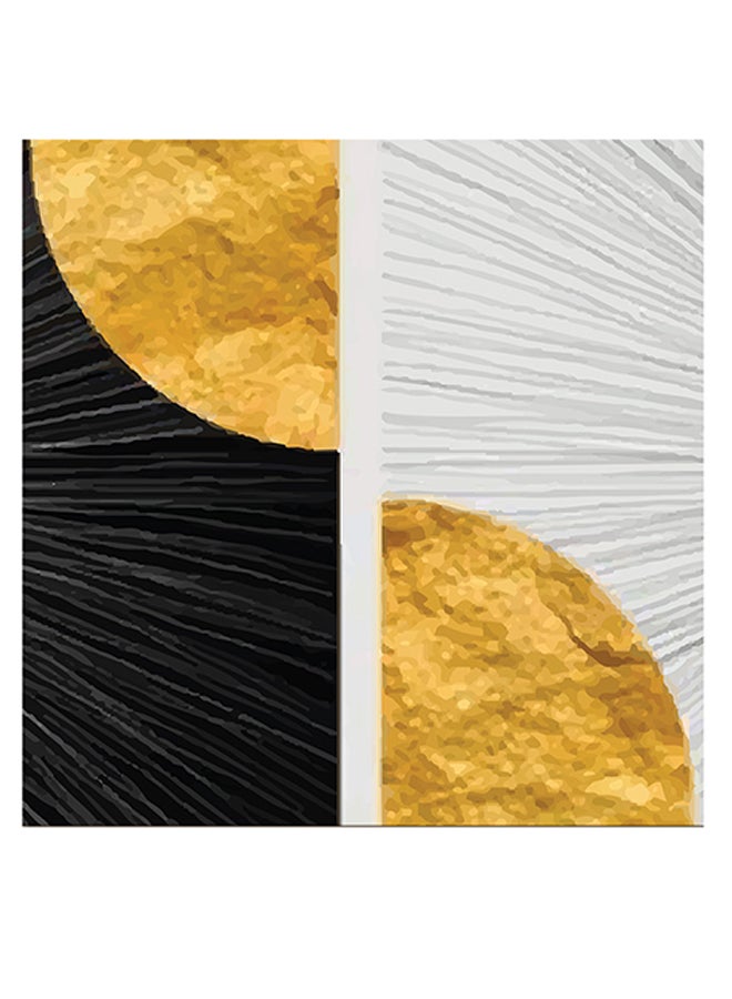 أتيك لوحة فنية جدارية مطبوعة أبيض/أسود/أصفر 30x30سم - Image 1