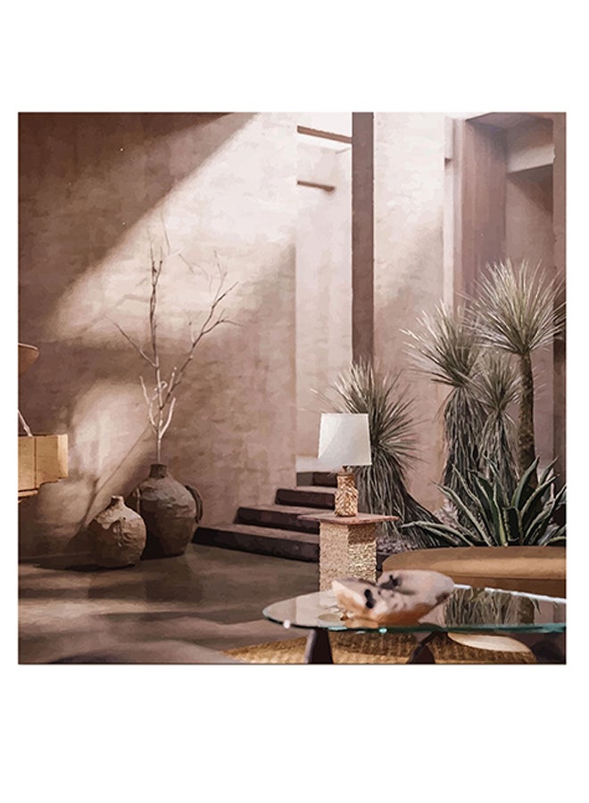 Atiq - Villa Printed Wall Art Brown/Green 30x30cm - Image 1