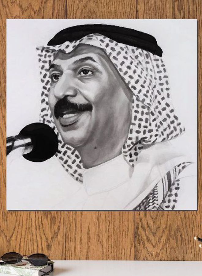 أتيك لوحة فنية جدارية بطبعة عبادي الجوهر أبيض/أسود/رمادي 30x30سم - Image 2