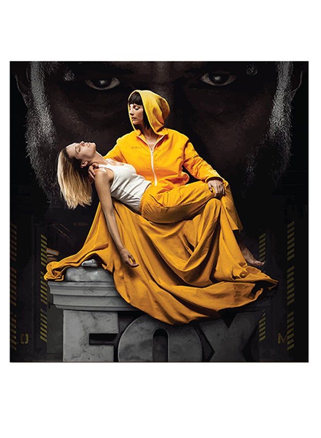 Atiq Locked Up Series Printed Wall Art Yellow/Black/White 30x30cm - Image 1