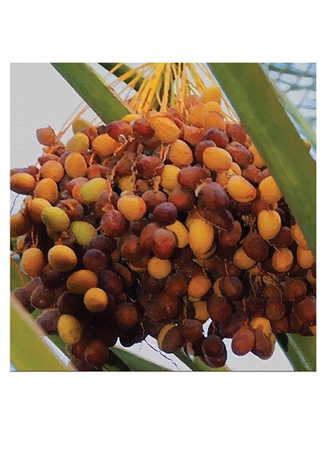 أتيك لوحة فنية بطبعة بذور النخيل أحمر / أصفر / أخضر 30x30سم - Image 1