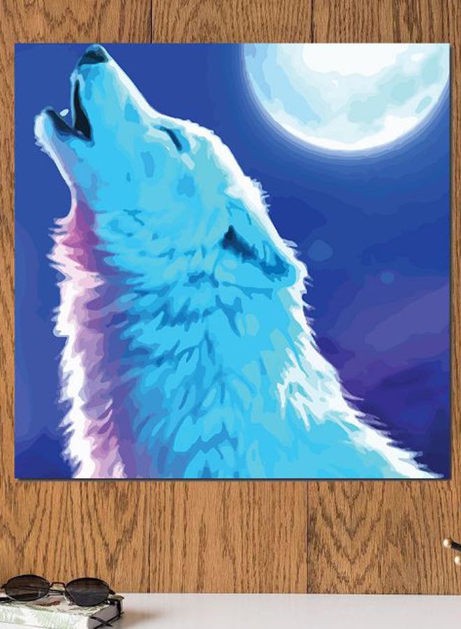أتيك لوحة فنية بطبعة ذئب أزرق/ أبيض 30x30سم - Image 2