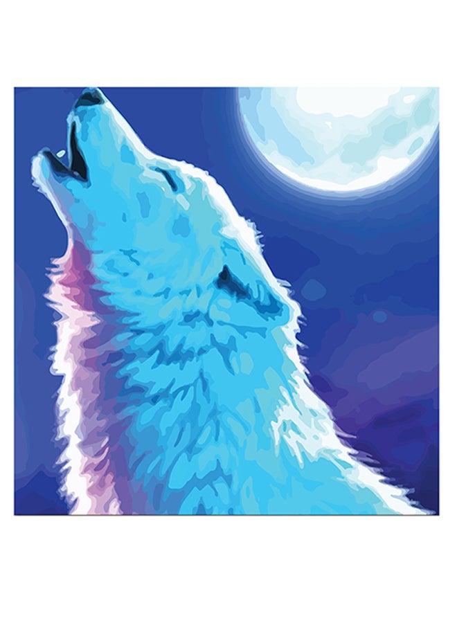 أتيك لوحة فنية بطبعة ذئب أزرق/ أبيض 30x30سم - Image 1