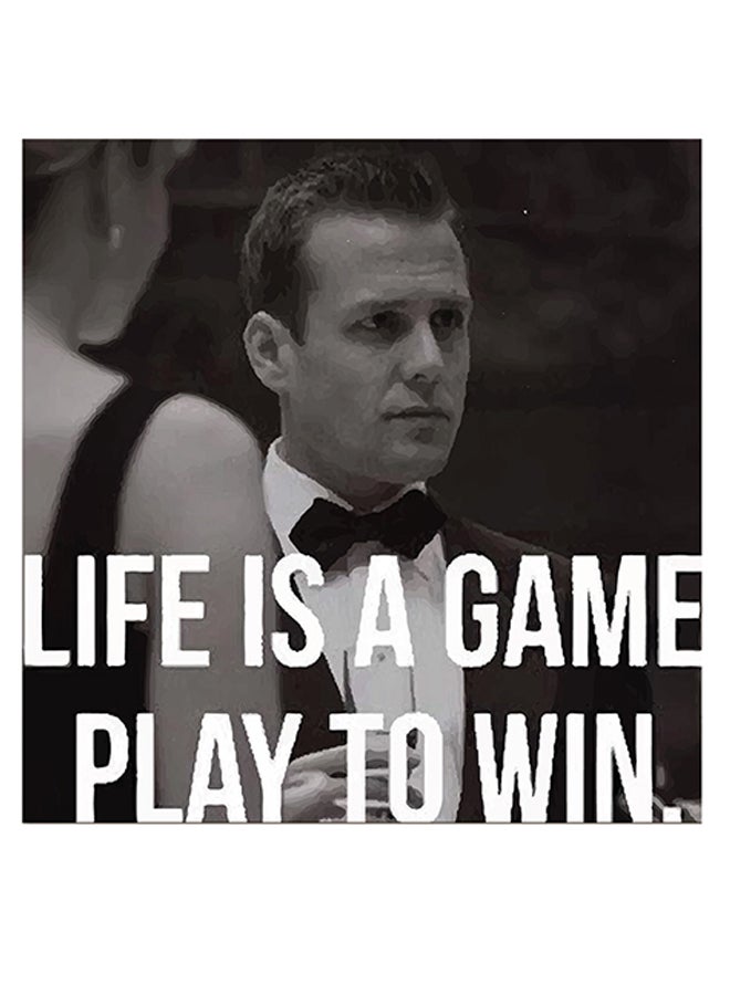 أتيك لوحة فنية مطبوع عليها عبارة "Life Is A Game" رمادي / أبيض / أسود 30x30سم - Image 1