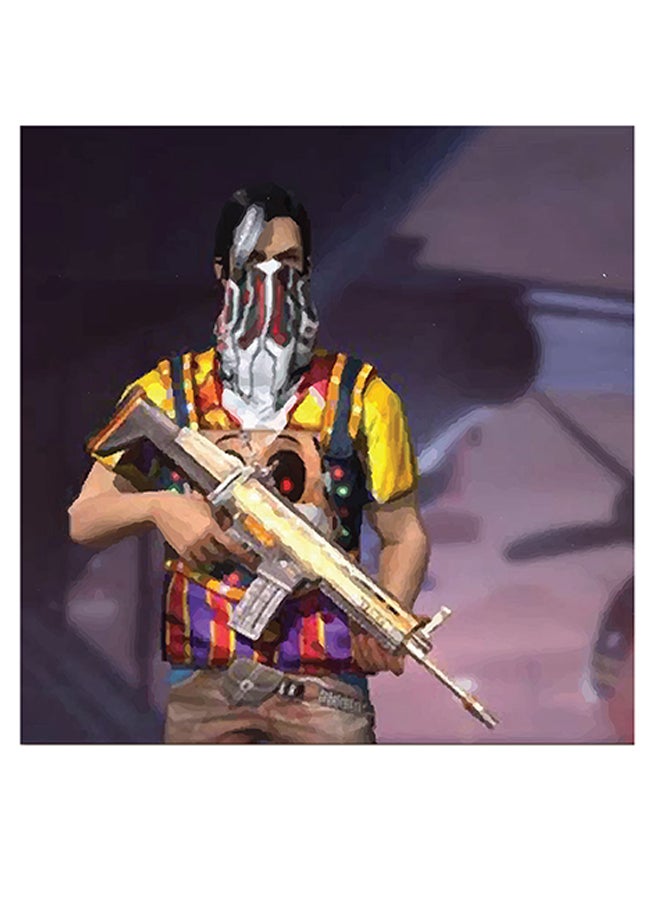 Atiq - PUBG Character Printed Wall Art Purple/Yellow/Brown 30x30cm - Image 1
