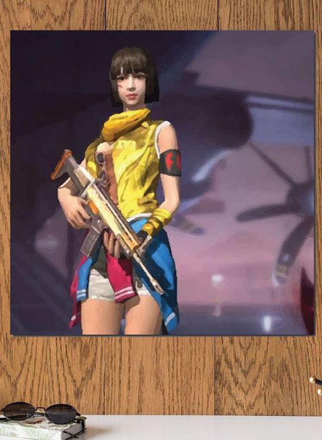 أتيك لوحة فنية لديكور الحائط تمثل شخصية من لعبة PUBG أرجواني / أصفر / أزرق 30x30سم - Image 2
