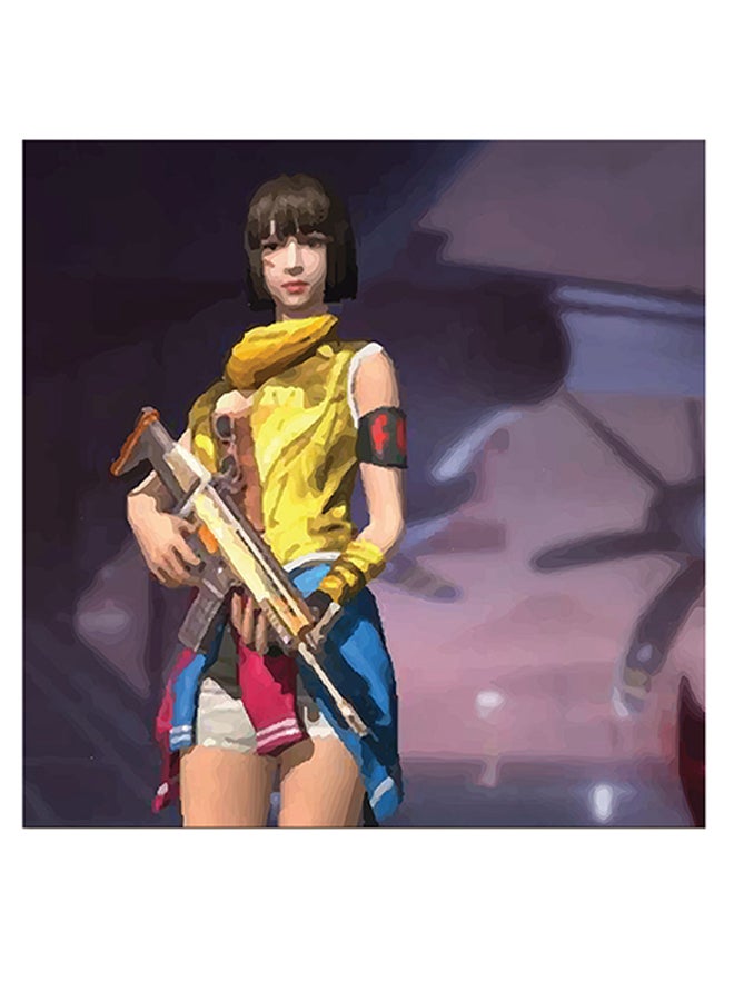 أتيك لوحة فنية لديكور الحائط تمثل شخصية من لعبة PUBG أرجواني / أصفر / أزرق 30x30سم - Image 1