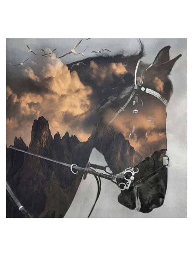 أتيك لوحة فنية بتصميم حصان رمادي/بيج/أسود 30x30سم - Image 2