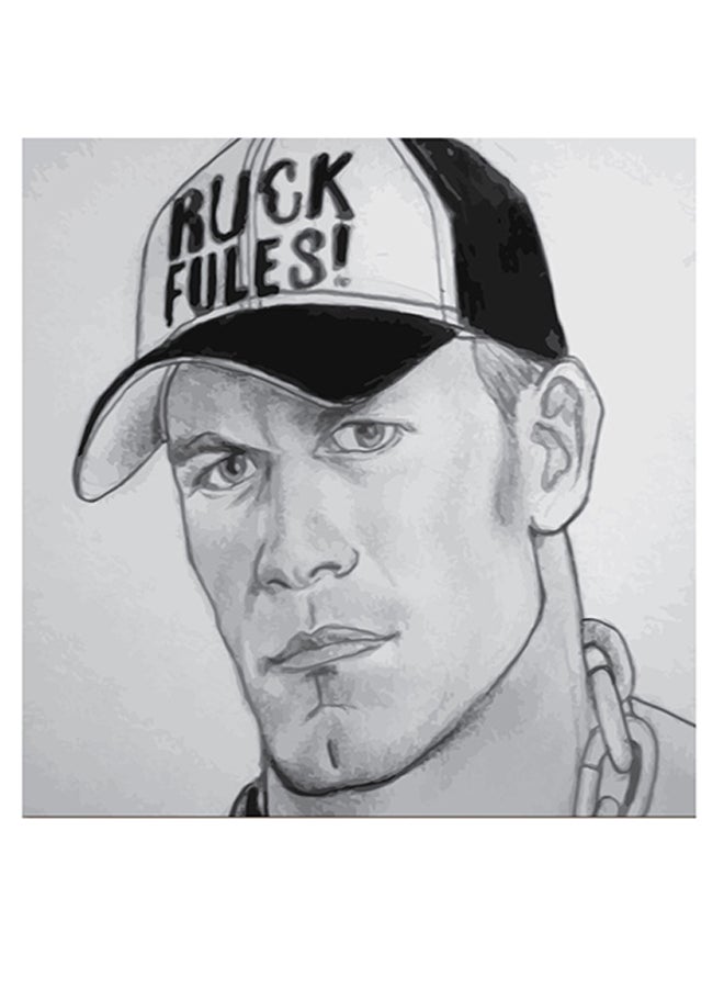 Atiq John Cena Themed Wall Art Grey/Black 30x30cm - Image 1