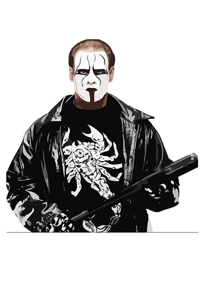 Atiq Sting Wrestler Themed Wall Art White/Black/Beige 30x30cm - Image 1