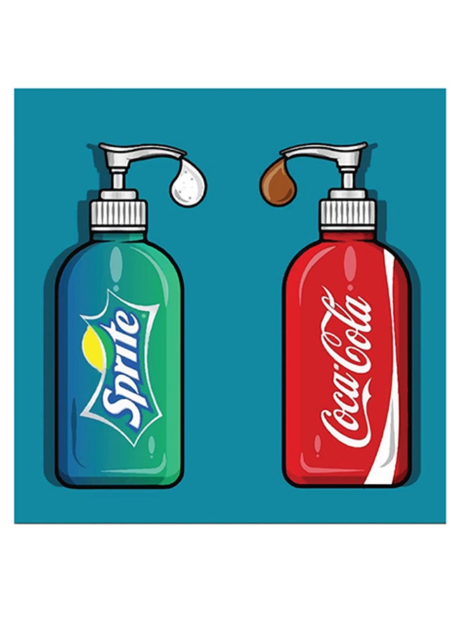 أتيك لوحة فنية لديكور الحائط بتصميم كوكا كولا وسبرايت أزرق/أحمر/أخضر 30x30سم - Image 1