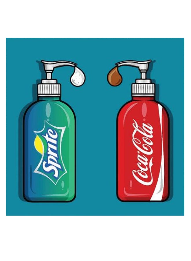 أتيك لوحة فنية لديكور الحائط بتصميم كوكا كولا وسبرايت أزرق/أحمر/أخضر 30x30سم - Image 2