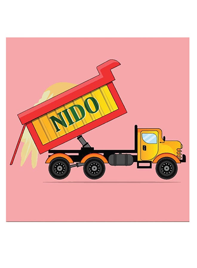 أتيك لوحة فنية بتصميم نيدو وردي/ أصفر/ أسود 30x30سم - Image 1