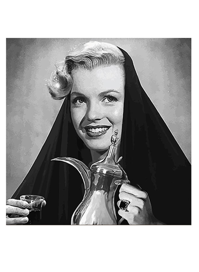 Atiq Marilyn Monroe Themed Wall Art Grey/Black/White 30x30cm - Image 1