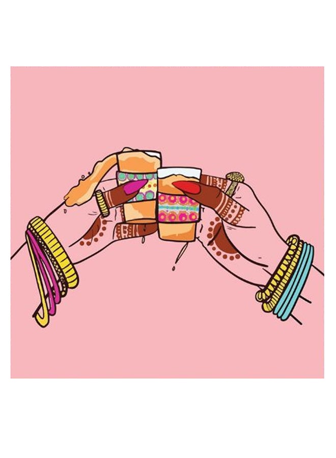 Atiq Drink Themed Wall Art Pink/Brown/Yellow 30x30cm - Image 2