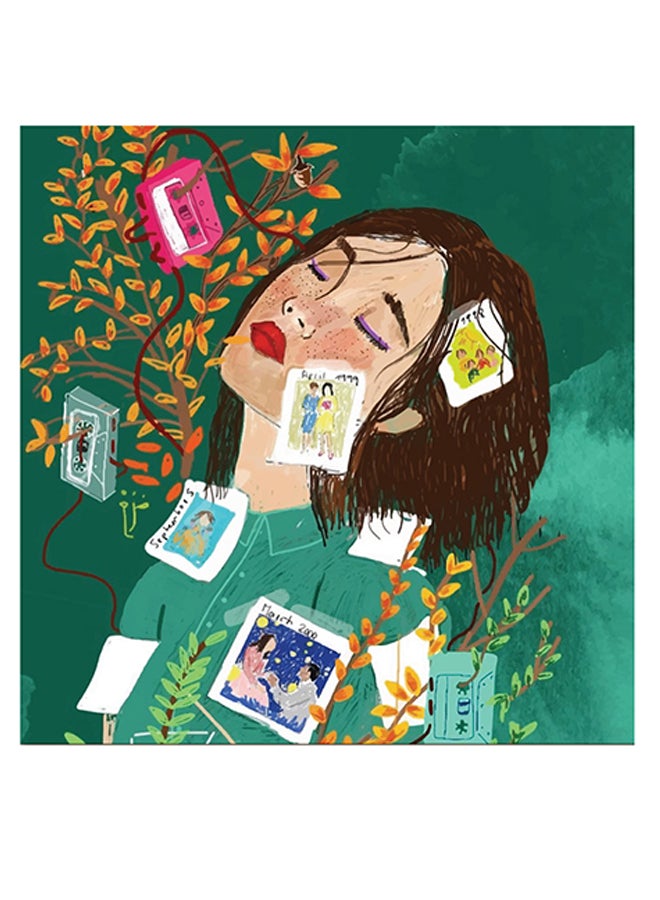 أتيك لوحة فنية لديكور الحائط تمثل امرأة أخضر/بني/أبيض 30x30سم  - Image 1