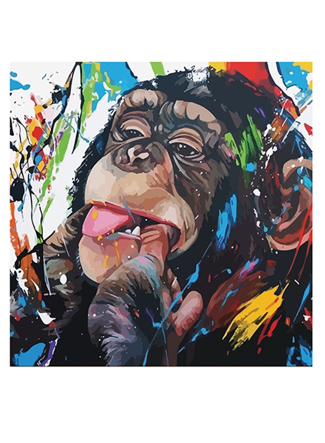 Atiq - Gorilla Cool Themed Wall Art White/Blue/Brown 30x30cm - Image 1
