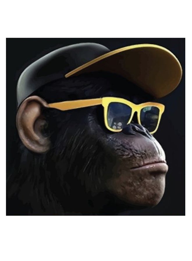 Atiq - Gorilla Cool Themed Wall Art Black/Brown/Yellow 30x30cm - Image 1