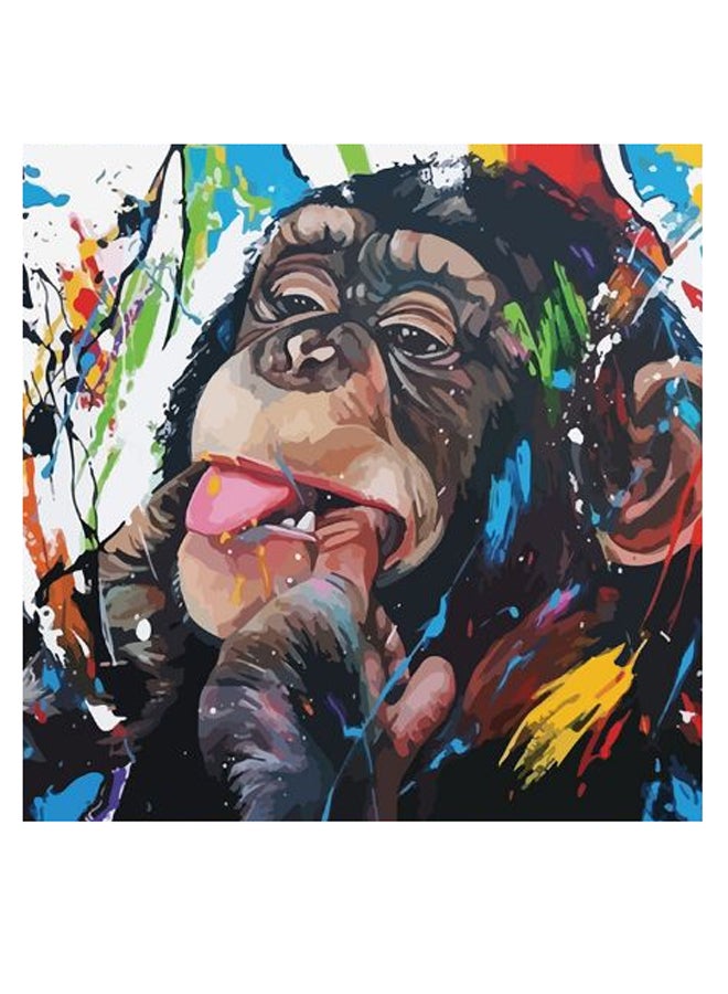 Atiq - Gorilla Cool Themed Wall Art White/Blue/Brown 30x30cm - Image 1