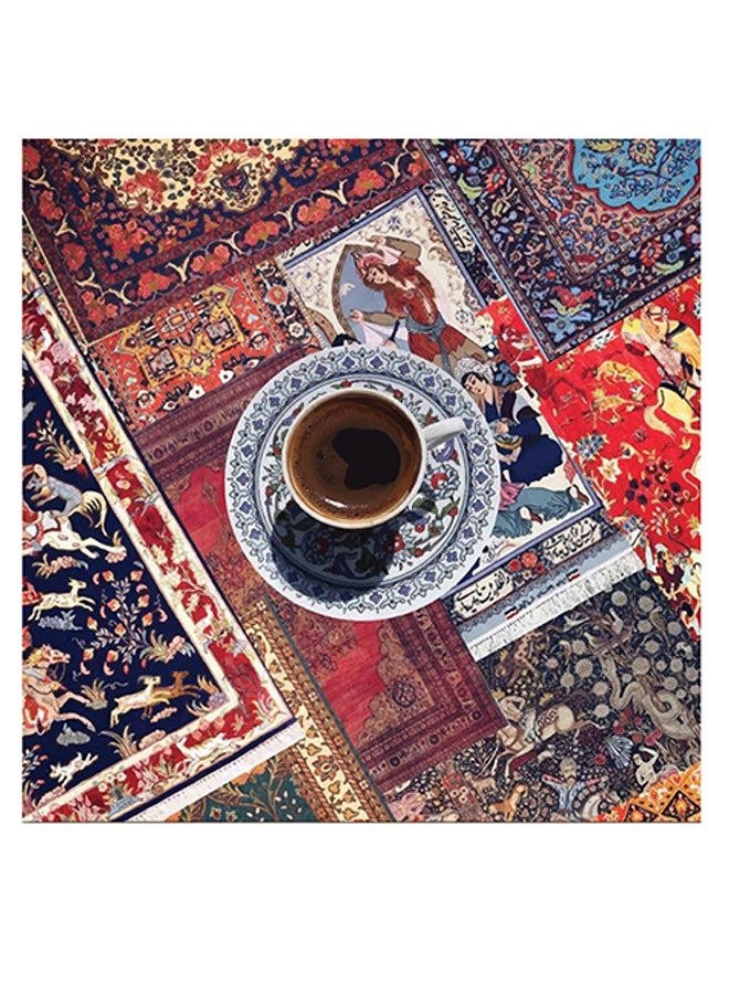 أتيك - لوحة فنية بتصميم مستوحى من القهوة أبيض/أزرق/بني 30x30سم - Image 1