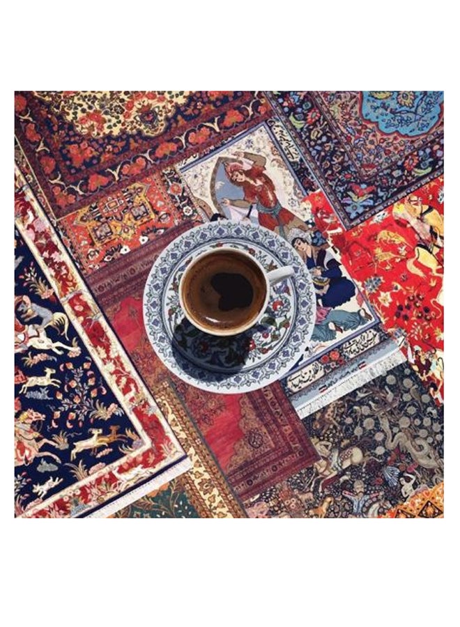 أتيك - لوحة فنية بتصميم مستوحى من القهوة أبيض/أزرق/بني 30x30سم - Image 1
