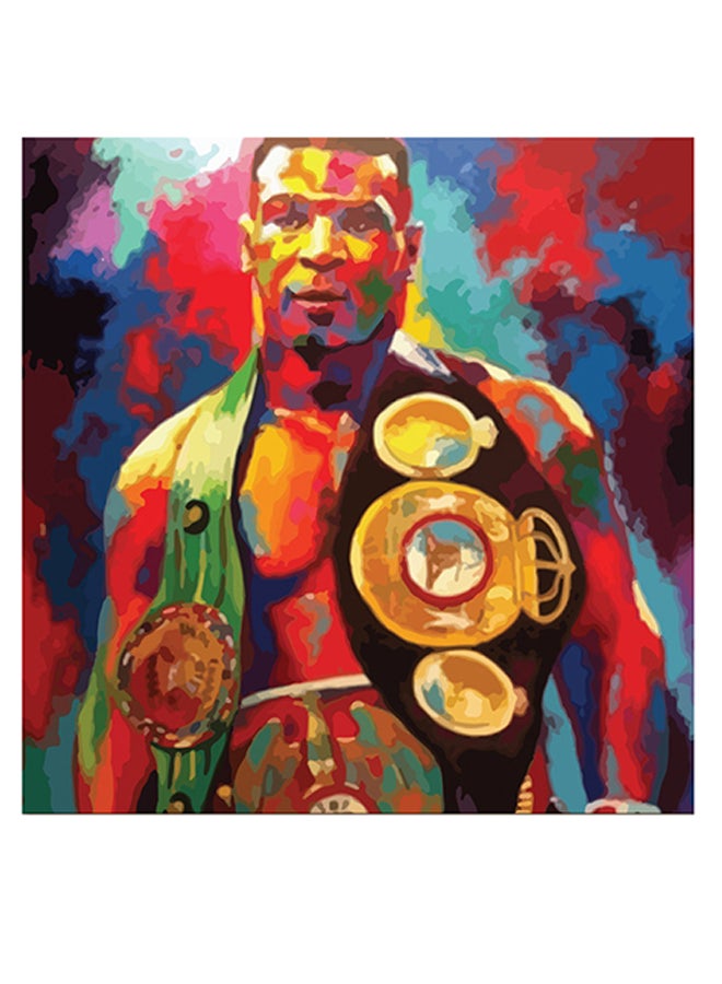 Atiq Mike Tyson Boxer Themed Wall Art Yellow/Blue/Red 30x30cm  - Image 1