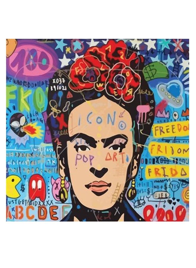 أتيك لوحة فنية بتصميم بأسلوب بوب أرت أزرق / أسود / بيج 30x30سم - Image 2