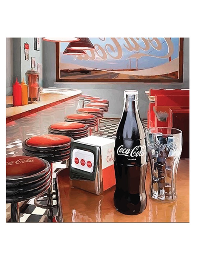 Atiq Coca Cola Themed Wall Art Red/Black/Beige 30x30cm