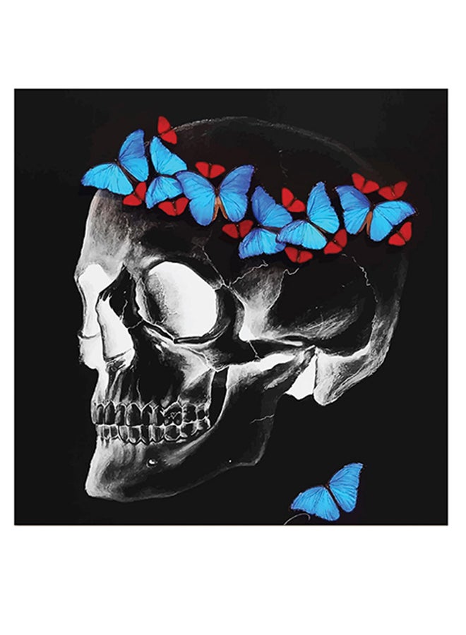 Atiq Skull Themed Wall Art Black/Grey/Blue 30x30cm - Image 1